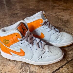 Air Jordan Orange and White High-Top Sneakers